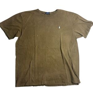Polo Ralph Lauren T-Shirt Brown‎ Mens XL Classic Pony Logo Distressed Fade